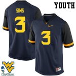 Youth West Virginia Mountaineers NCAA #3 Charles Sims Navy Authentic Nike Stitched College Football Jersey UH15O00KP